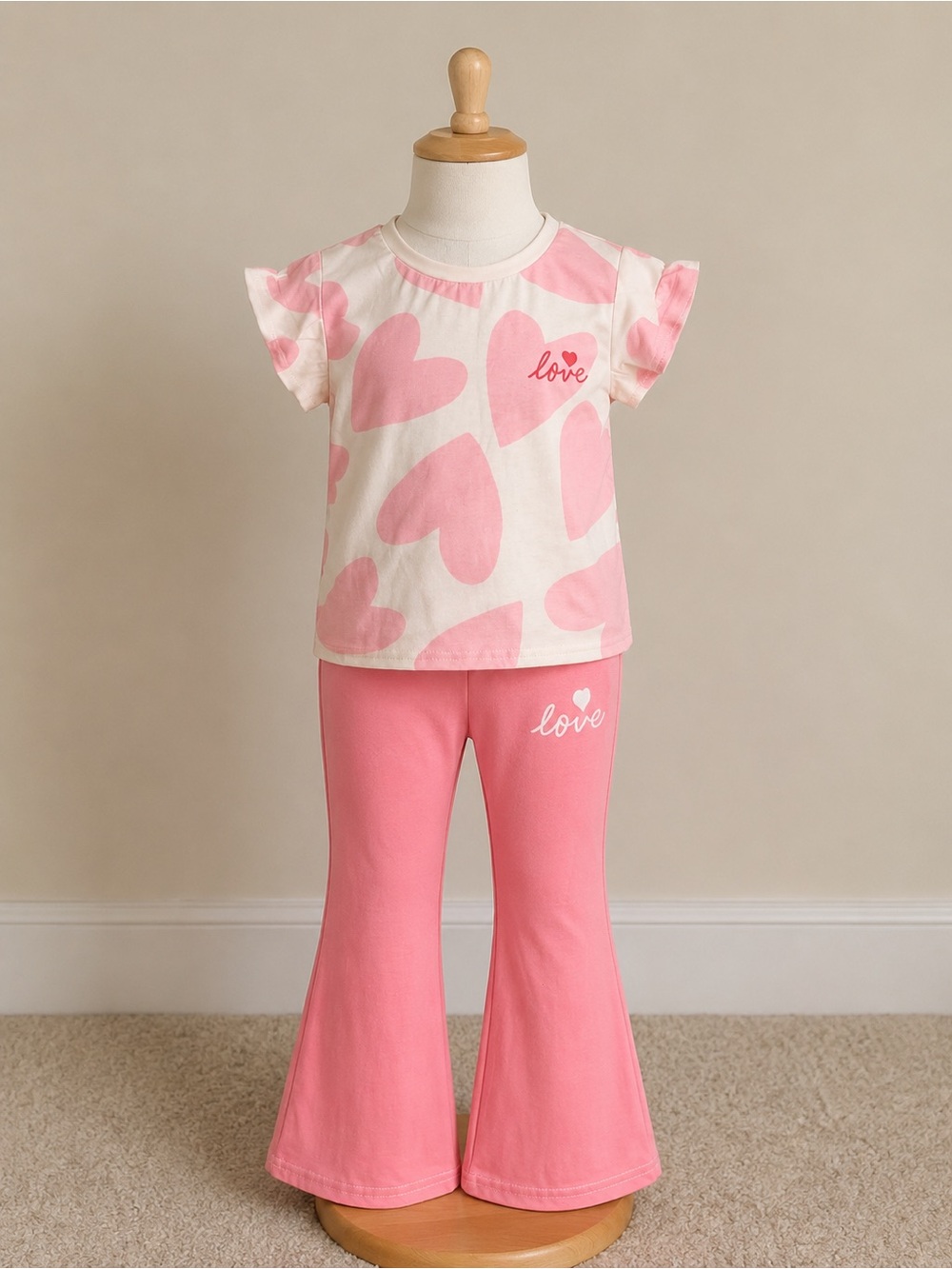 SHEIN Pink Heart 'Love' Two-Piece Pajama Set
